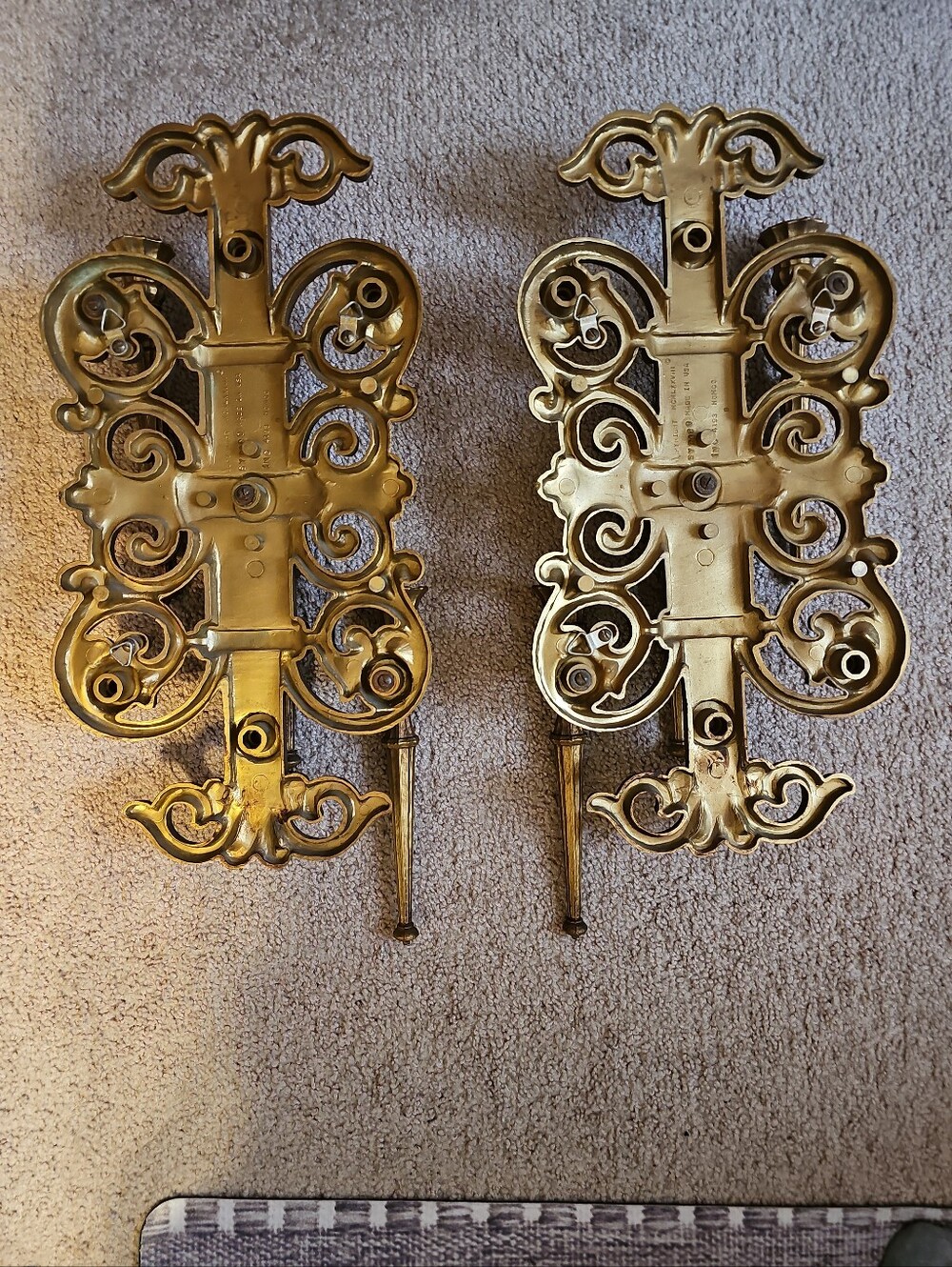 PAIR HOMCO DART 4193 GOTHIC ORNATE WALL CANDELABRA CANDLE HOLDER SCONCES - Picture 6 of 9
